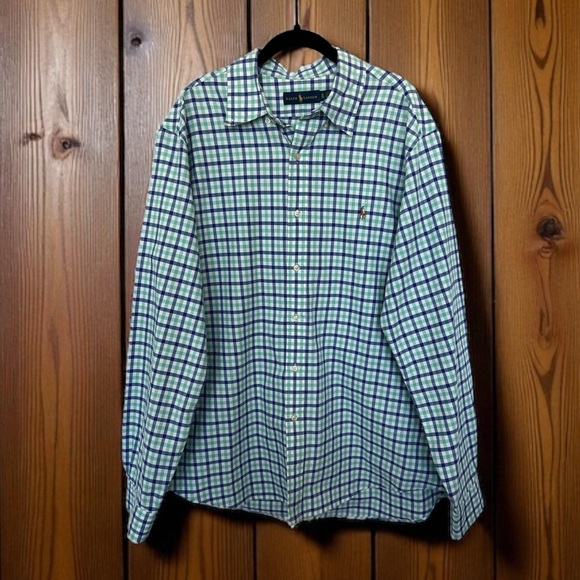 Ralph Lauren Other - 💚 EUC RALPH LAUREN Blue Green White Check Button Down Shirt | Men’s XL